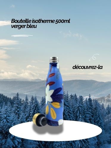 Bouteille isotherme 500ml verger bleu